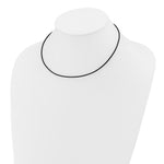 14k White Gold 1.5mm Black Leather Cord Necklace - 16 inch