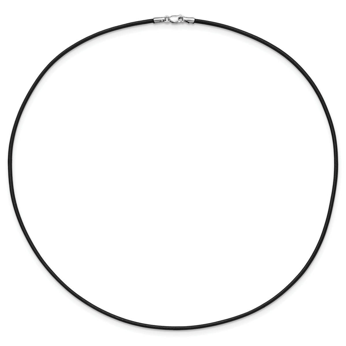 14k White Gold 1.5mm Black Leather Cord Necklace - 16 inch