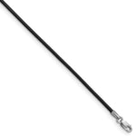 14k White Gold 1.5mm Black Leather Cord Necklace - 16 inch