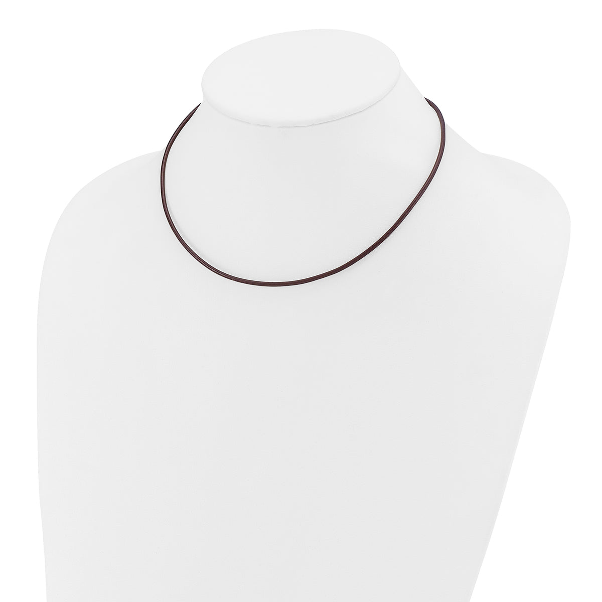 14k Yellow 2mm Brown Leather Cord Necklace - 16 inch