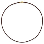 14k Yellow 2mm Brown Leather Cord Necklace - 16 inch