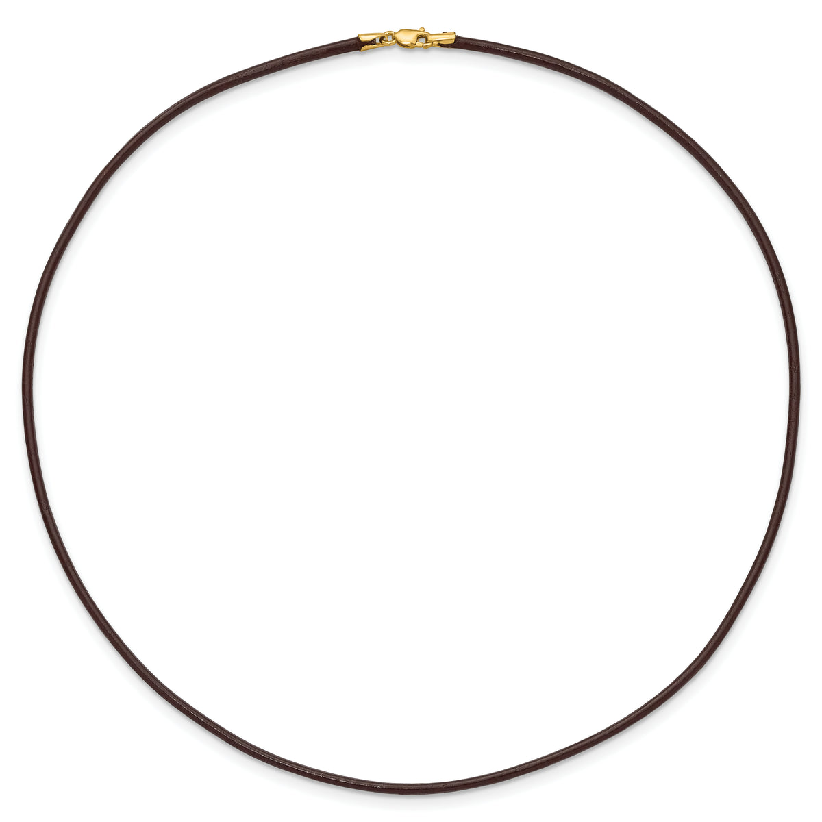14k Yellow 2mm Brown Leather Cord Necklace - 16 inch