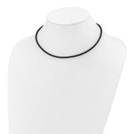 14k Yellow 3mm 16 inch Black Rubber Cord Necklace