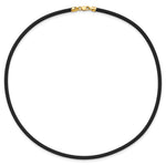 14k Yellow 3mm 16 inch Black Rubber Cord Necklace