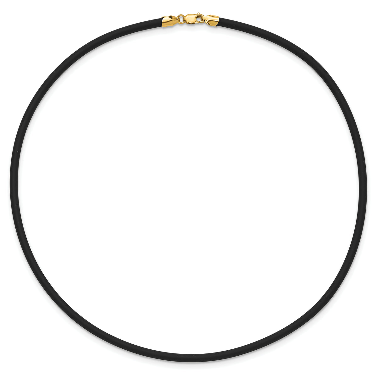 14k Yellow 3mm 16 inch Black Rubber Cord Necklace