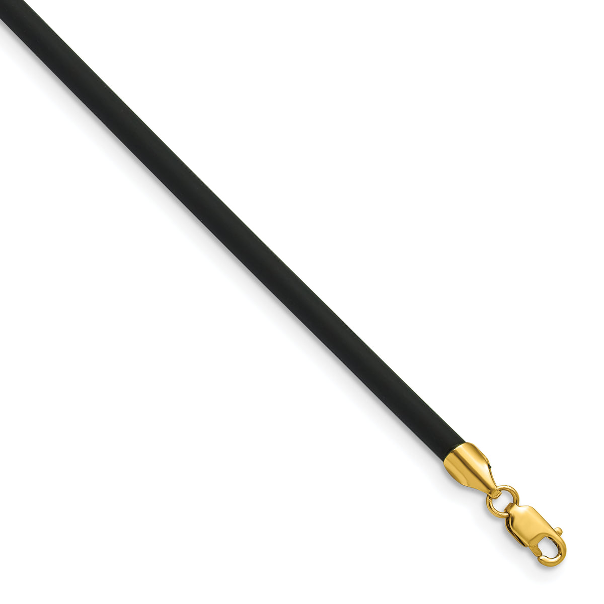 14k Yellow 3mm 16 inch Black Rubber Cord Necklace