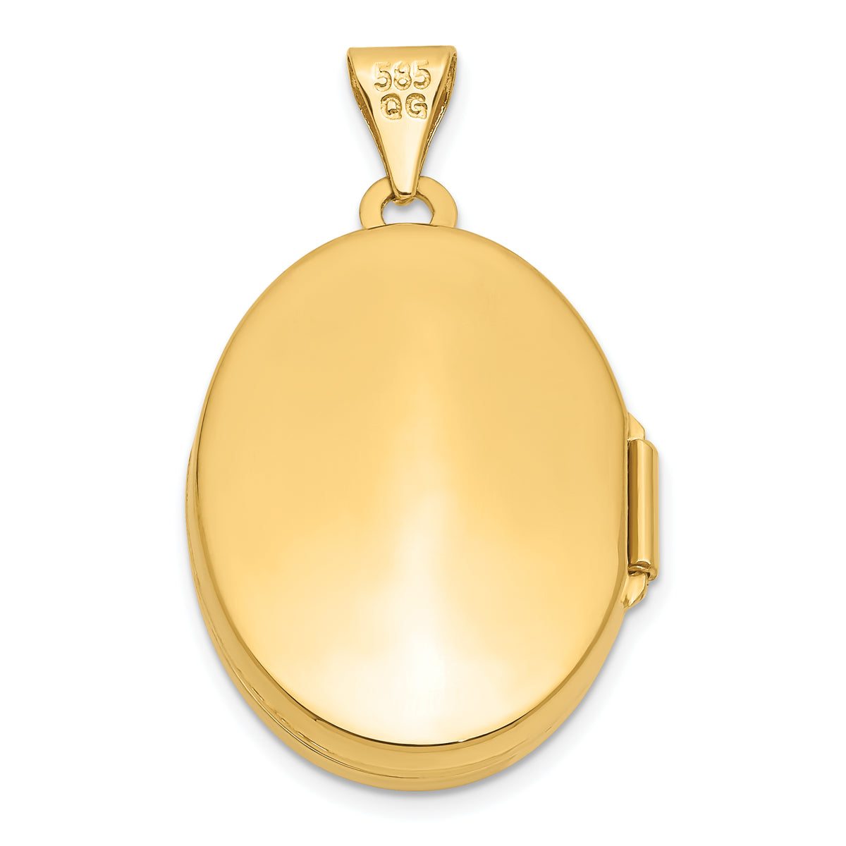 Gold Polished Oval Locket - 14k Yellow Gold / 17 mm