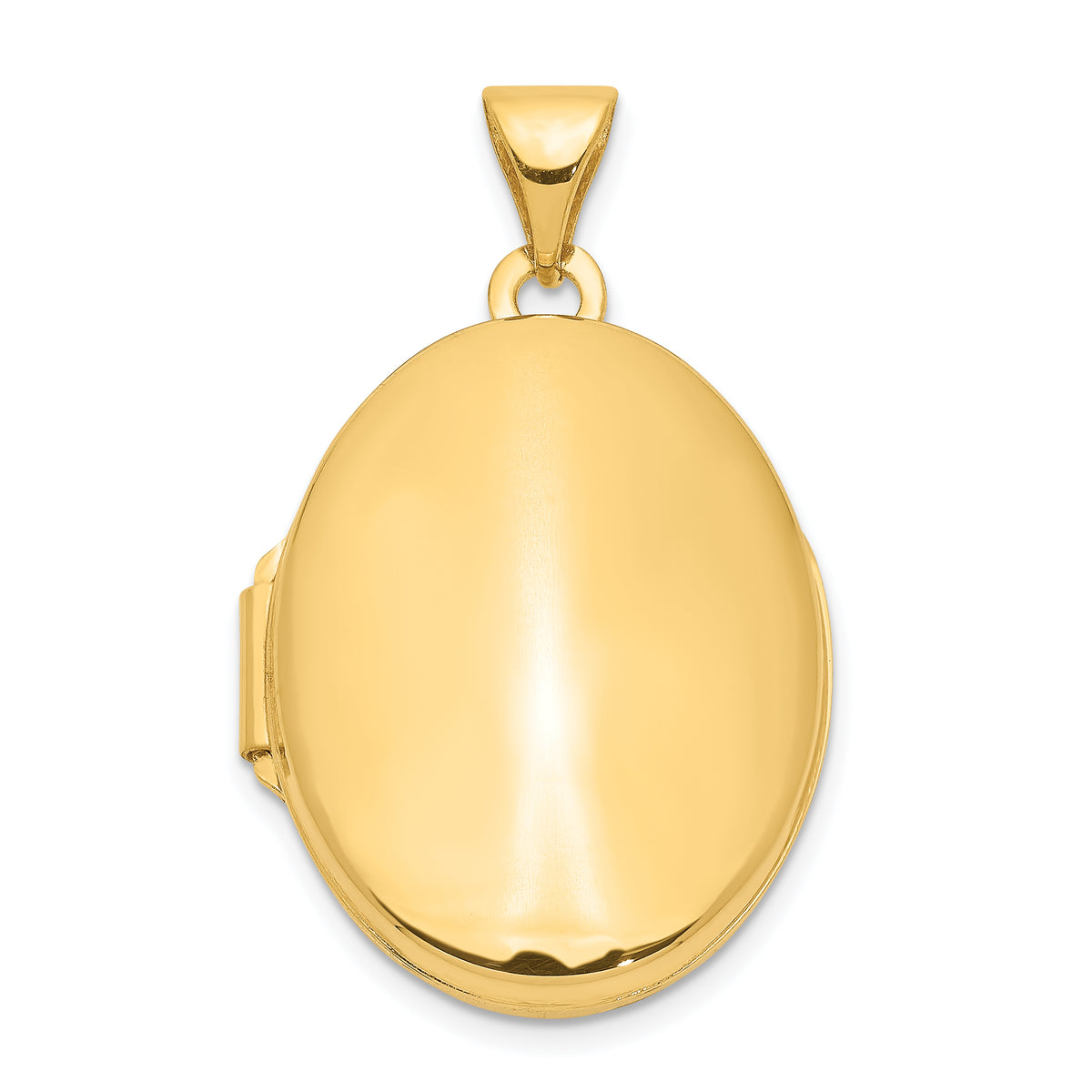 Gold Polished Oval Locket - 14k Yellow Gold / 17 mm