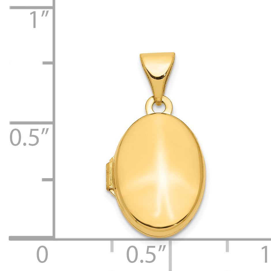 Gold Polished Oval Locket - 14k Yellow Gold / 11 mm