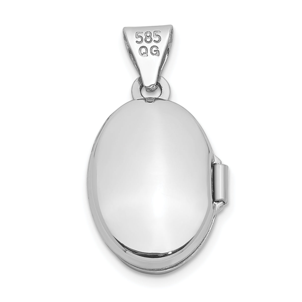 Gold Polished Oval Locket - 14k White Gold / 11.15 mm