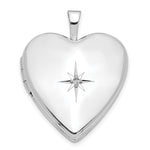 14k Gold Diamond Star 20mm Heart Locket - 14k White Gold