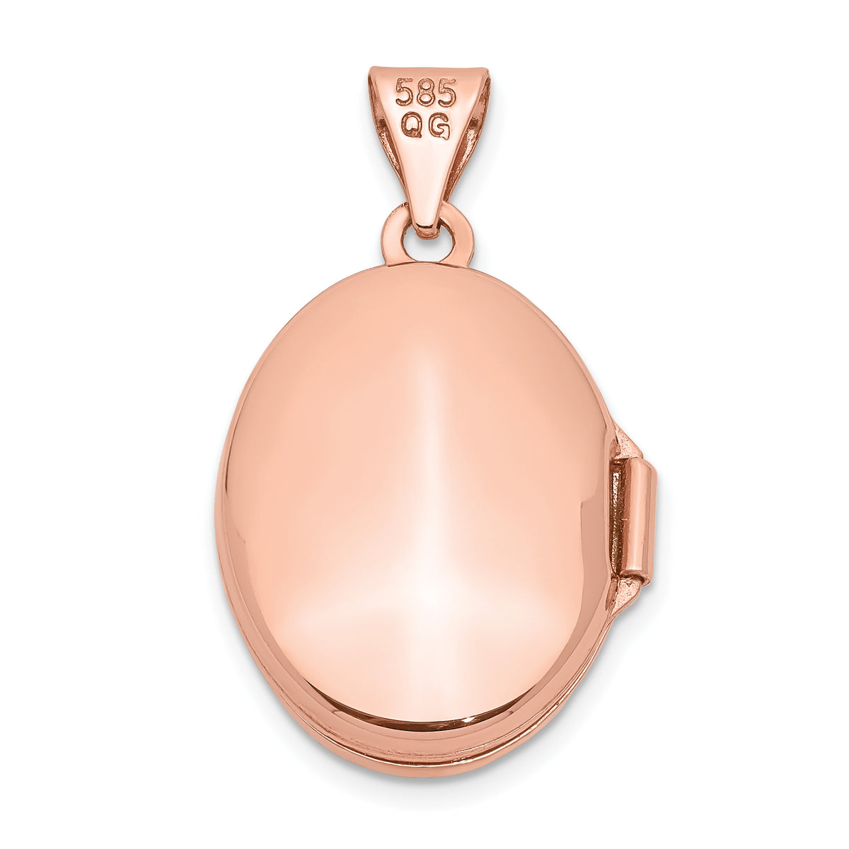 14k Rose Gold Diamond Star 17mm Oval Locket, view 3