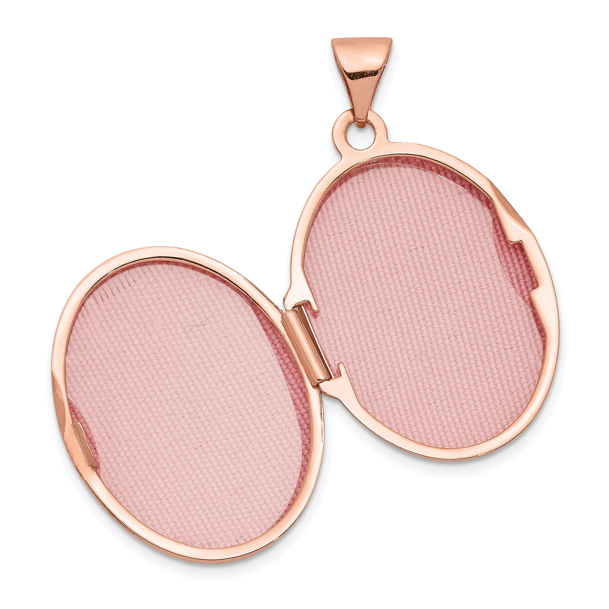 Gold Polished Oval Locket - 14k Rose Gold / 17 mm