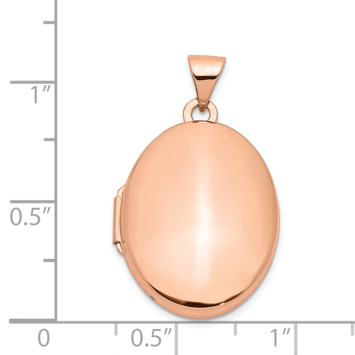 Gold Polished Oval Locket - 14k Rose Gold / 17 mm