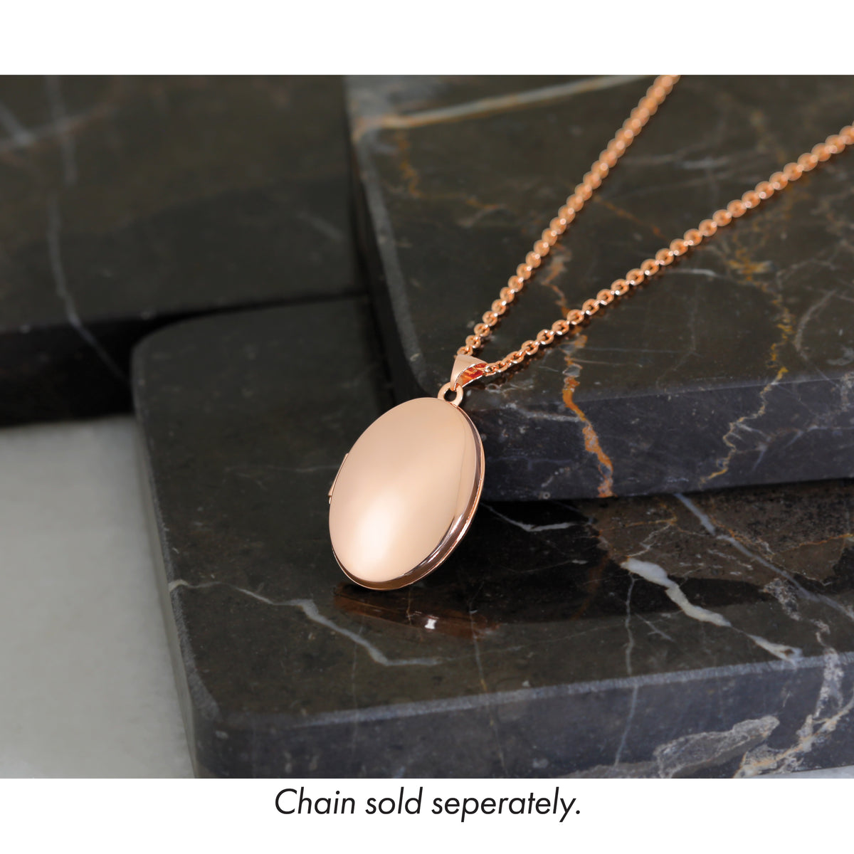 Gold Polished Oval Locket - 14k Rose Gold / 19.5 mm