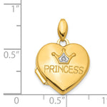 14K Diamond PRINCESS with Crown 16mm Heart Locket
