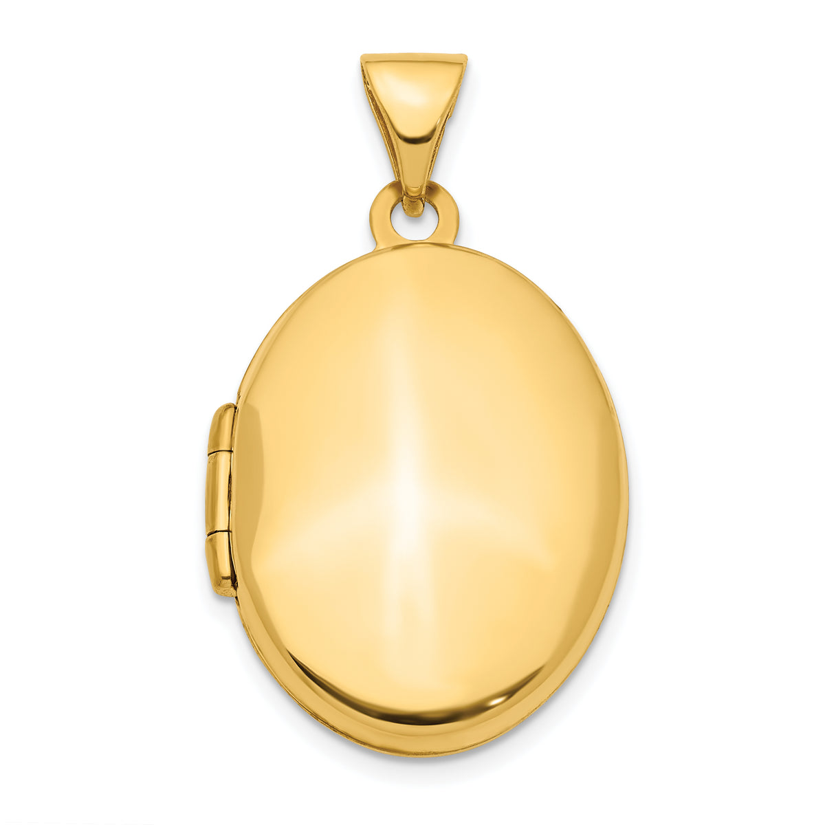 Gold Polished Oval Locket - 14k Yellow Gold / 15.2 mm