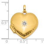 Gold Polished Diamond Heart Locket - 14k Gold with White Rhodium