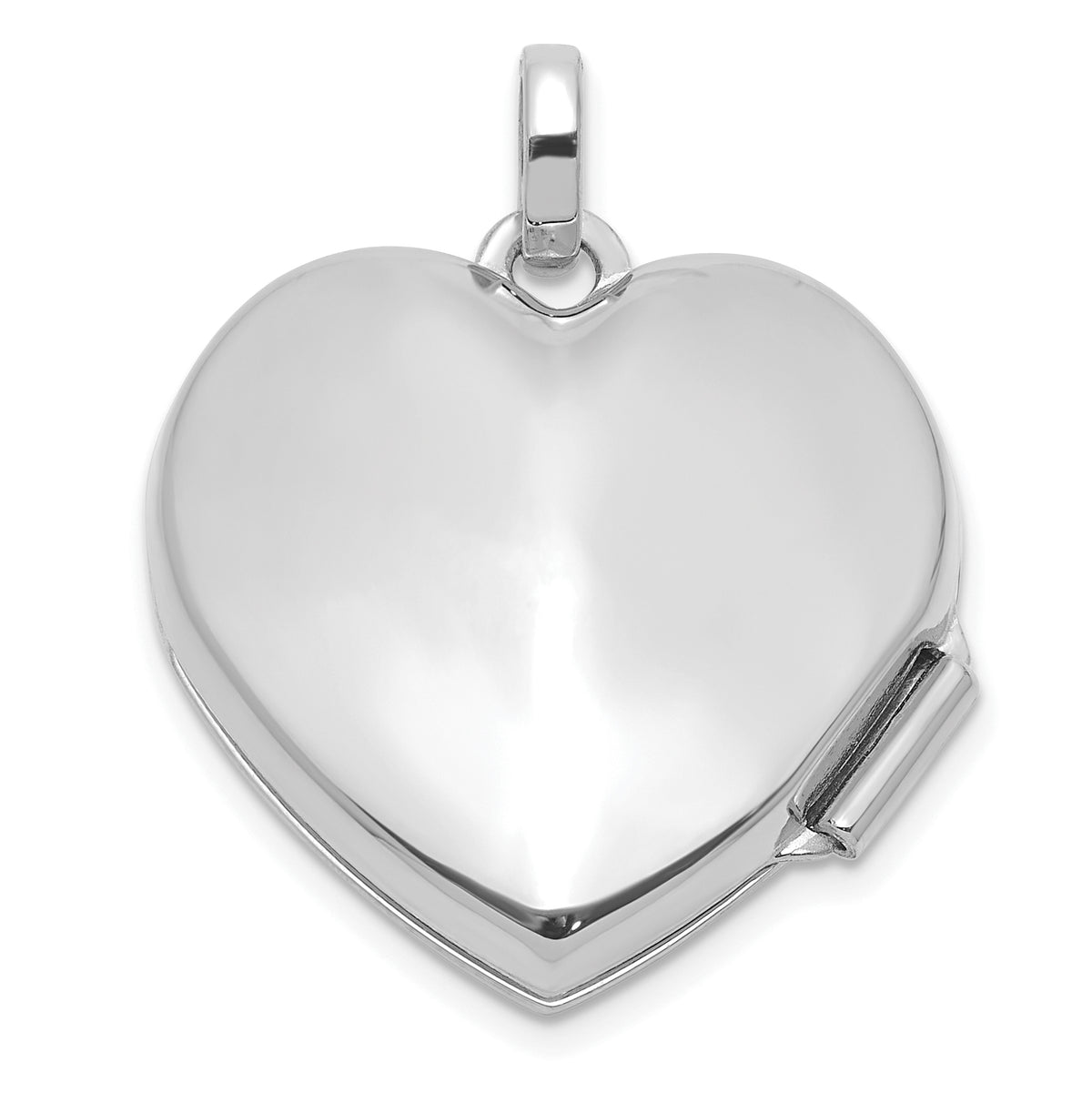 Gold Polished Diamond Heart Locket - 14k White Gold