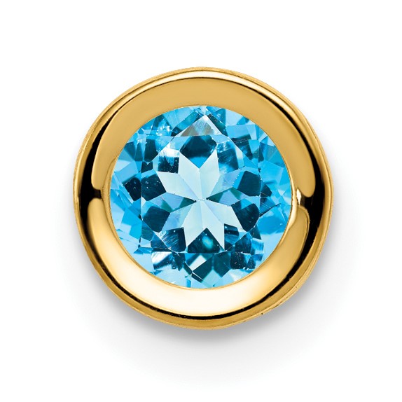 Gemstone Bezel Chain Slide - Topaz (Swiss Blue) / 5 mm