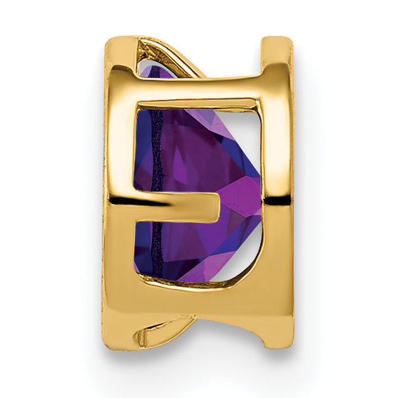 Gemstone Bezel Chain Slide - Amethyst / 6 mm