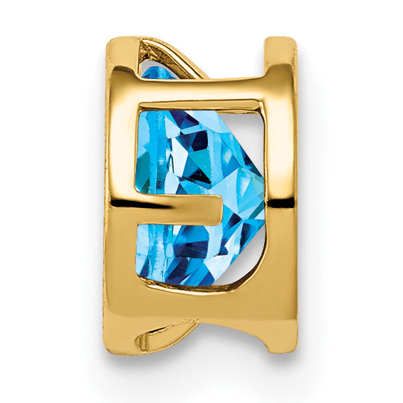 Gemstone Bezel Chain Slide - Topaz (Swiss Blue) / 6 mm