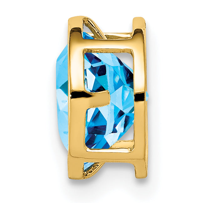 Gemstone Bezel Chain Slide - Topaz (Swiss Blue) / 7 mm