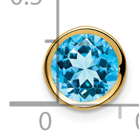 Gemstone Bezel Chain Slide - Topaz (Swiss Blue) / 7 mm