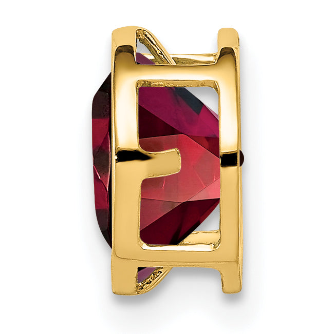 Gemstone Bezel Chain Slide - Garnet / 7 mm