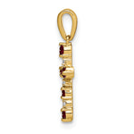 14k Gold Kids' Birthstone and Diamond Cross Pendant, view 2 - 14k Yellow Gold / Garnet