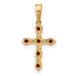 14k Gold Kids' Birthstone and Diamond Cross Pendant, view 3 - 14k Yellow Gold / Garnet