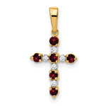 14k Gold Kids' Birthstone and Diamond Cross Pendant - 14k Yellow Gold / Garnet