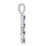 14k Gold Kids' Birthstone and Diamond Cross Pendant, view 2 - 14k White Gold / Amethyst