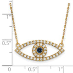 14k Polished 1/2 carat Diamond and Sapphire Medium Evil Eye 18 inch Necklace