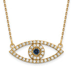 14k Polished 1/2 carat Diamond and Sapphire Medium Evil Eye 18 inch Necklace