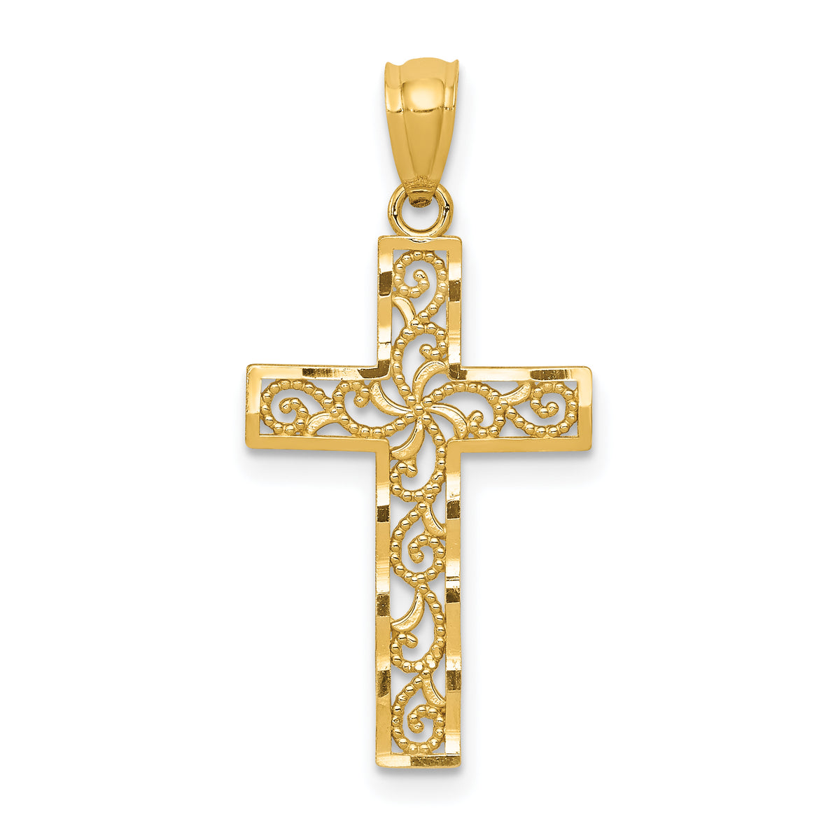 14k Yellow Gold Filigree Cross Pendant