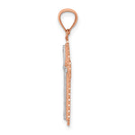 Gold Diamond-cut Cross Pendant - 14k Rose Gold / 13.75 x 23 mm