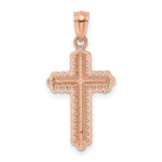 Gold Diamond-cut Cross Pendant - 14k Rose Gold / 13.75 x 23 mm