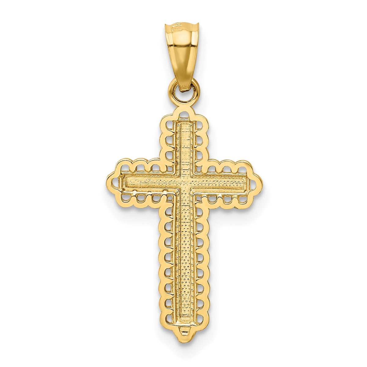 Gold Diamond-cut Cross Pendant - 14k Gold with White Rhodium / Standard
