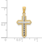 Gold Diamond-cut Cross Pendant - 14k Gold with White Rhodium / Standard
