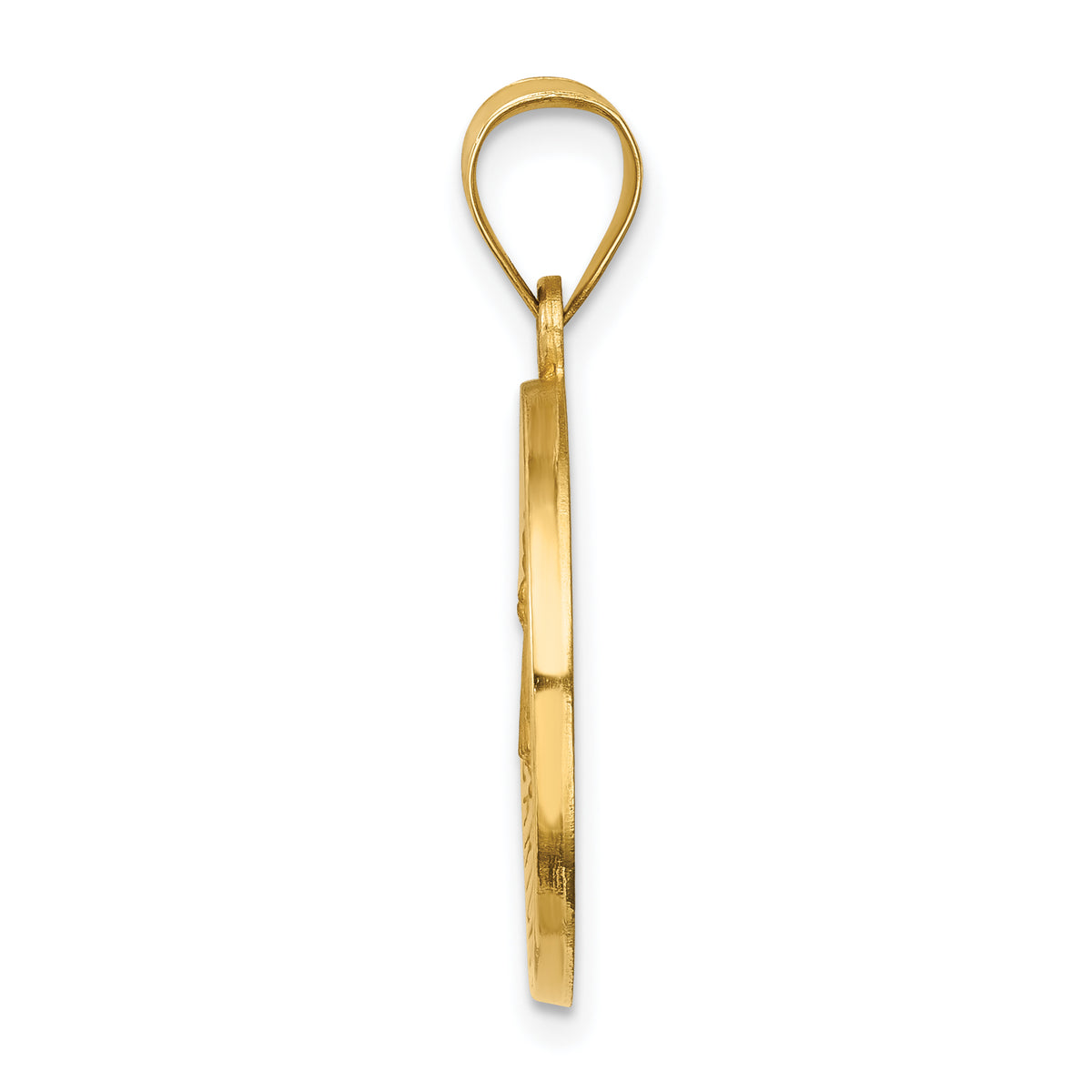 14k Yellow Gold Polished and Satin Hollow Caridad Del Cobre Medal Round Pendant, view 2