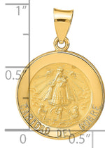14k Polished and Satin Hollow Caridad Del Cobre Medal Round Pendant