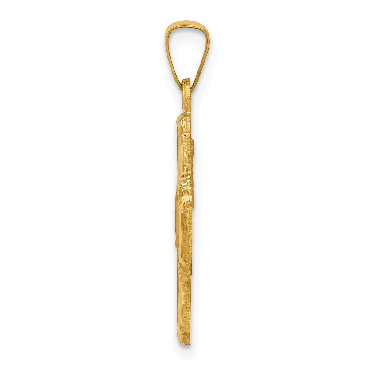 14k Yellow Gold Polished & Satin Hollow Four-Way Medal Pendant, view 2