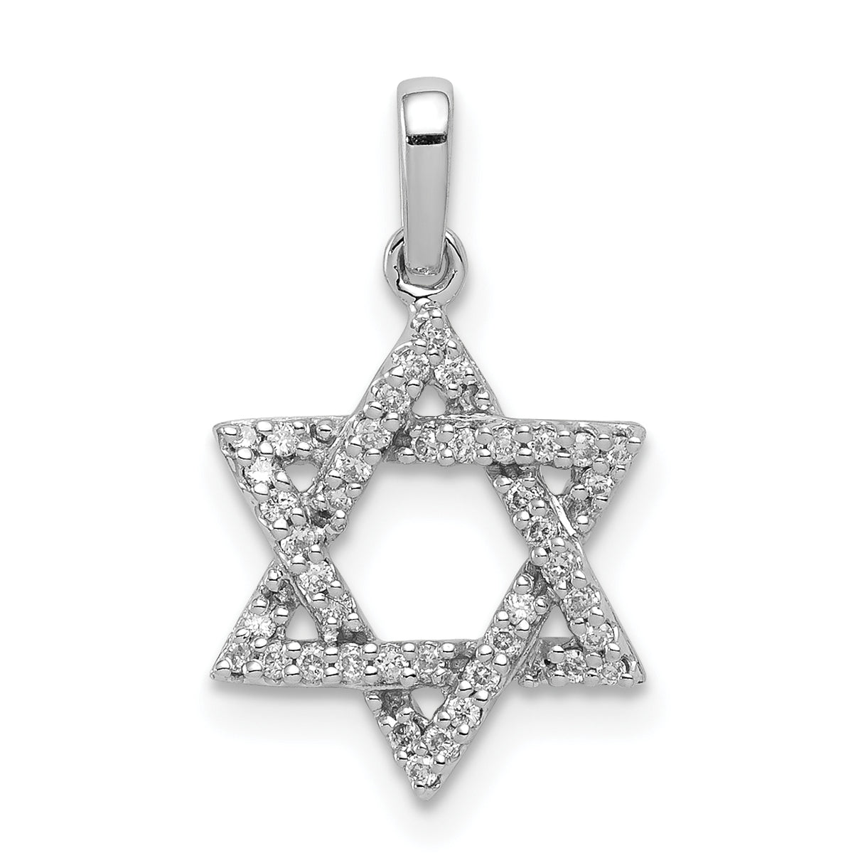 14k White Gold 1/8 carat Diamond Star of David Pendant