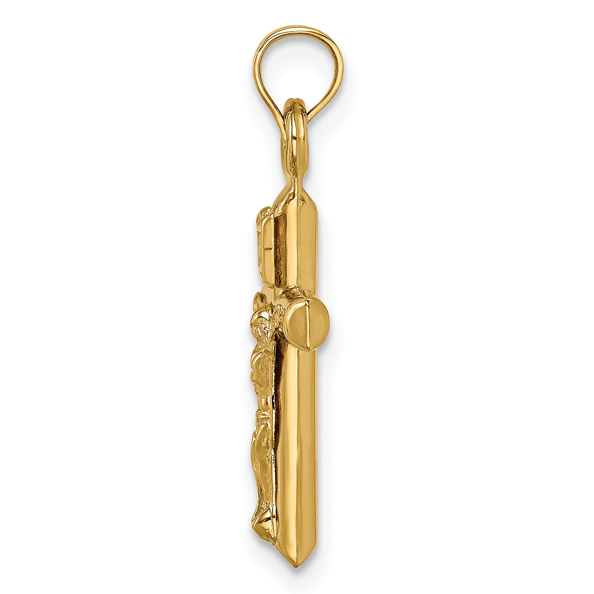 14k Yellow Gold Hollow Crucifix Pendant, view 2