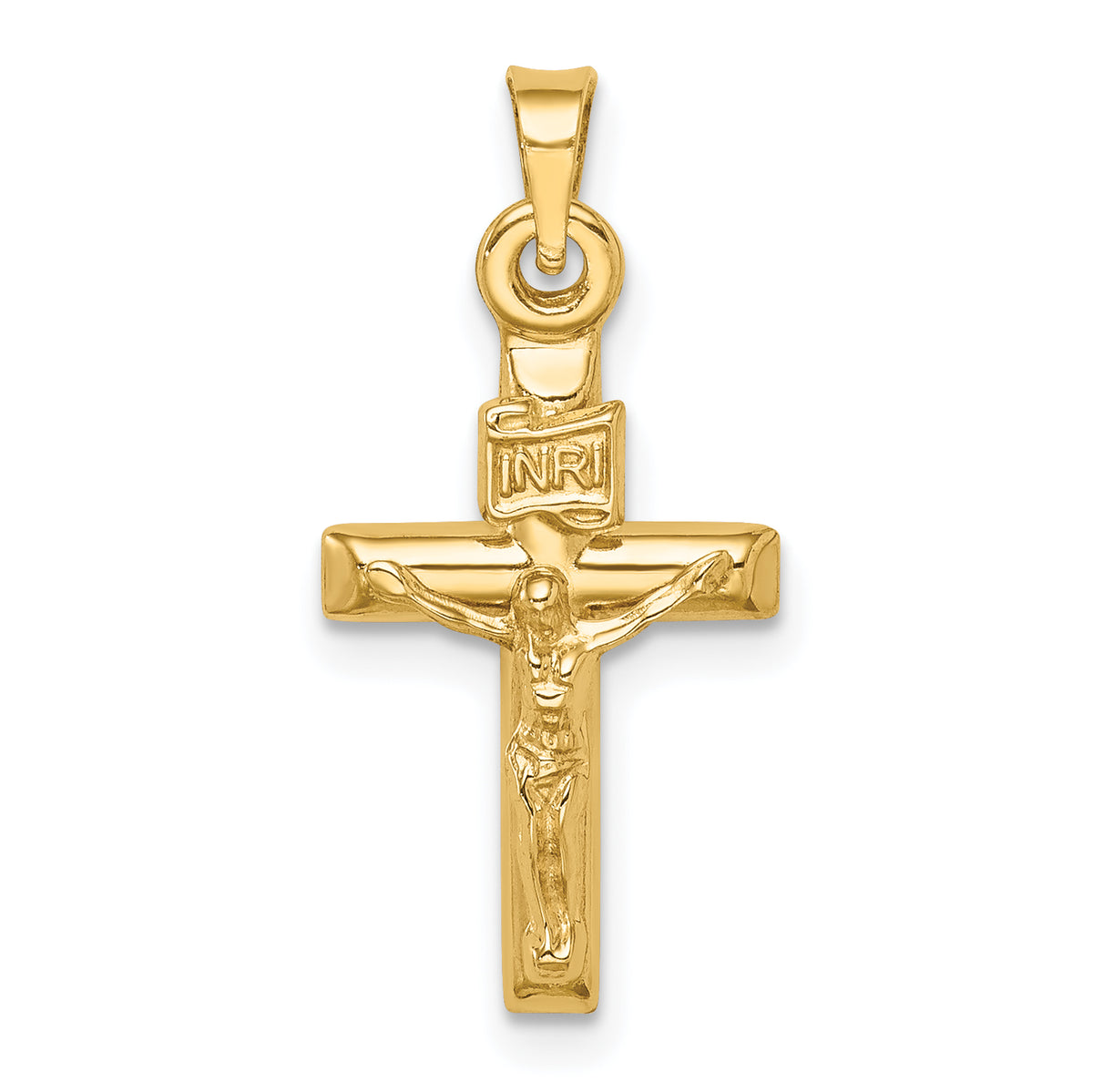 14k Yellow Gold Hollow Crucifix Pendant