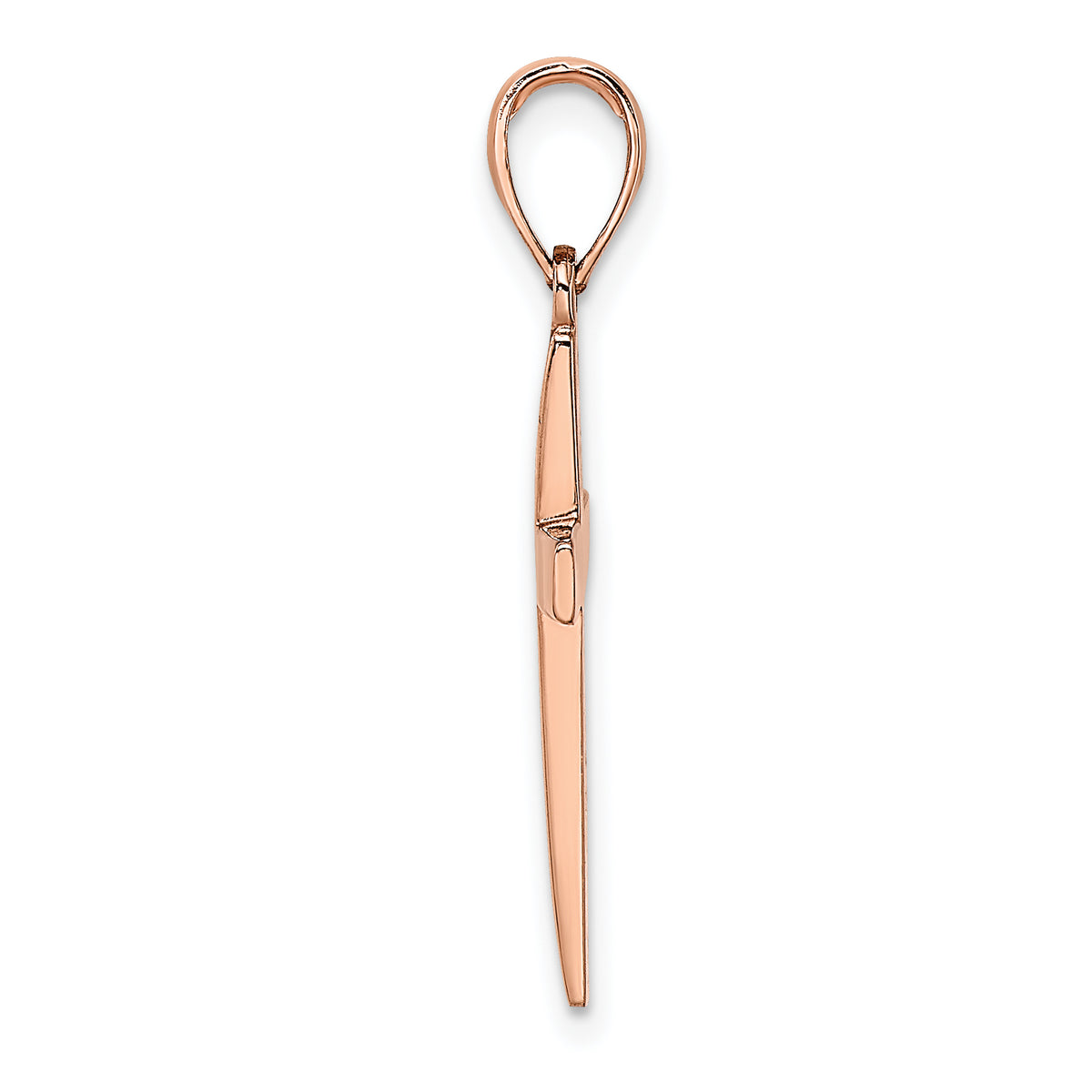 Gold Polished Latin Pendant - 14k Rose Gold / 14 x 20.3 mm / 25.3x14mm