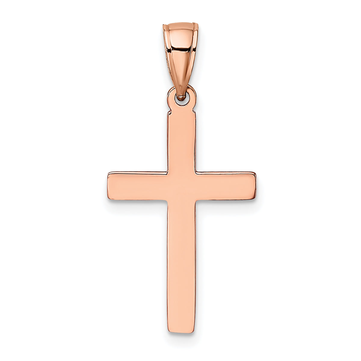 Gold Polished Latin Pendant - 14k Rose Gold / 14 x 20.3 mm / 25.3x14mm