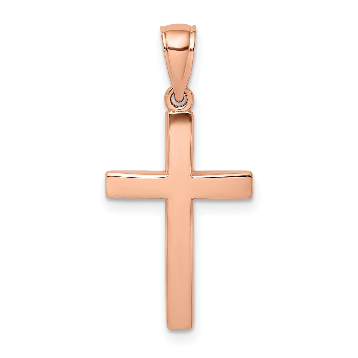 Gold Polished Latin Pendant - 14k Rose Gold / 14 x 20.3 mm / 25.3x14mm