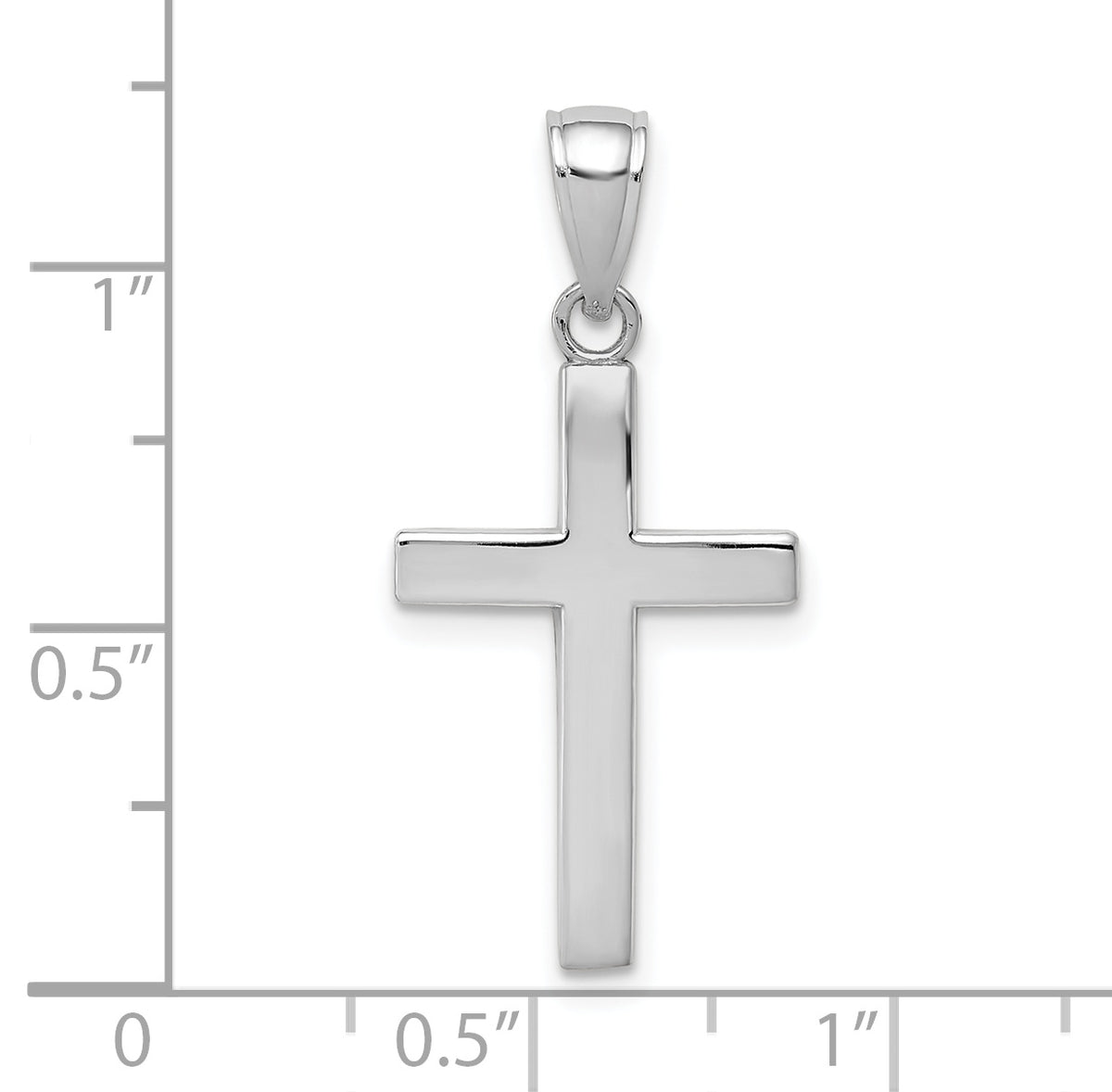 Gold Polished Latin Pendant - 14k White Gold / 14 x 20.3 mm / 25.3x14mm